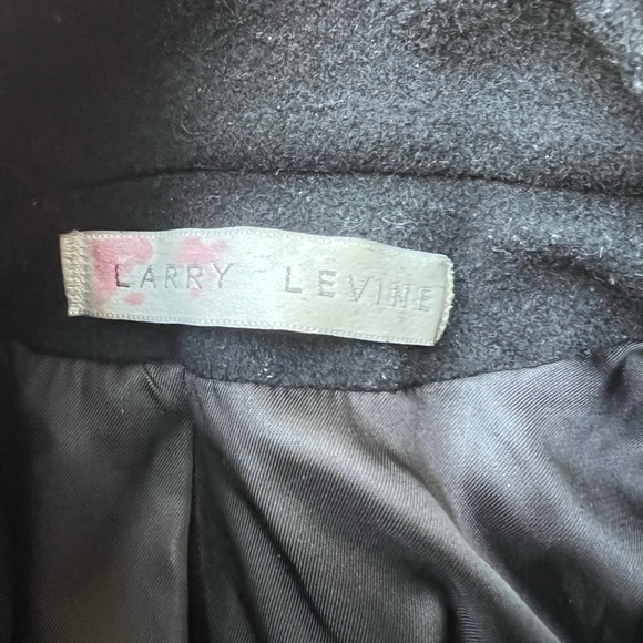 Larry Levine Black Trench Coat 100% Pure Wool - Picture 7 of 8